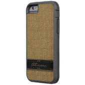 Golden Burlap iPhone 6 Custom Monogram Case (Rückseite Links)