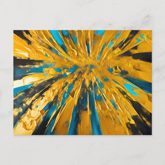 Golden Burst Abstrakte Explosion Postkarte (Vorderseite)