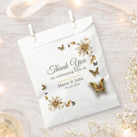 Golden Butterfats Gastgeschenk Hochzeit Bags Geschenktütchen (Ausgeschnitten)