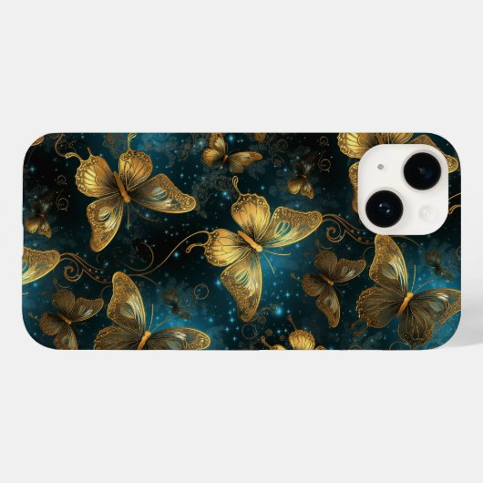 Golden Butterflies Barely There iPhone 14 Case (Rückseite (Horizontal))