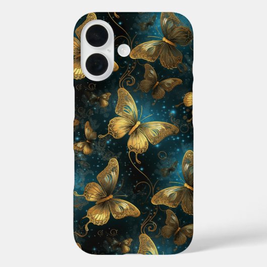 Golden Butterflies Barely There iPhone 16 Case (Rückseite)