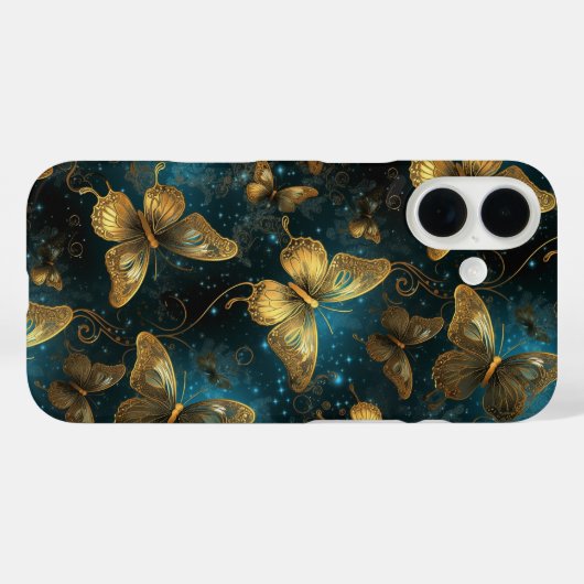 Golden Butterflies Barely There iPhone 16 Case (Rückseite (Horizontal))