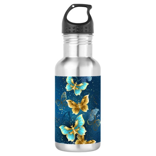 Golden butterflies edelstahlflasche (Vorderseite)