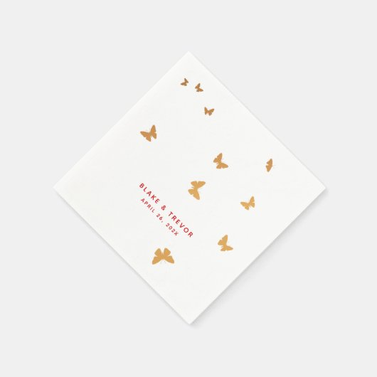 GOLDEN BUTTERFLIES WEDING SERVIETTE (Ecke)