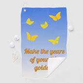 Golden Butterflies with text Golfhandtuch (Insitu)