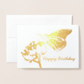 Golden Butterfly auf Blume Friend Geburtstag Folienkarte (Vorderseite mit Umschlag)
