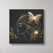 Golden Butterfly Crown on Feminine Profile Leinwanddruck (Vorderseite)
