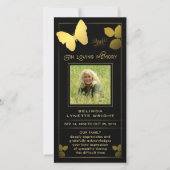 Golden Butterfly Danke Foto Sympathy Card (Vorderseite)