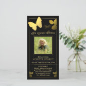 Golden Butterfly Danke Foto Sympathy Card (Stehend Vorderseite)