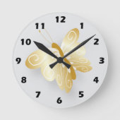 Golden Butterfly Design Runde Wanduhr (Vorderseite)