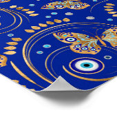 Golden Butterfly Evil Eye Pattern Poster (Ecke)