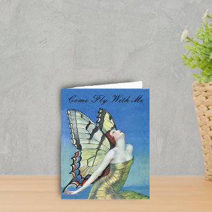 Golden Butterfly Fairy Note Card Karte