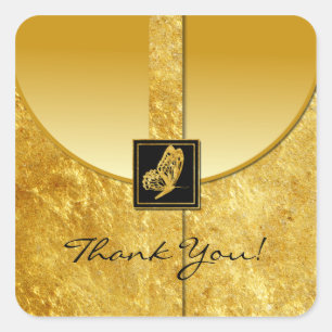 Golden Butterfly Gastgeschenk Hochzeit Danke Stick Quadratischer Aufkleber