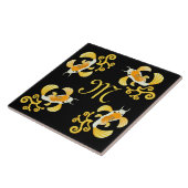 Golden Butterfly Koi Monogram Fliese (Seite)