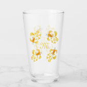 Golden Butterfly Koi Monogram Glas (Rückseite)