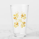 Golden Butterfly Koi Monogram Glas (Vorderseite)
