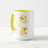 Golden Butterfly Koi Monogram Tasse (Vorderseite Links)