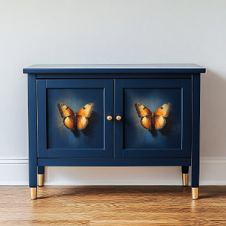 Golden Butterfly On Dark Blue X3 Decoupage Seidenpapier
