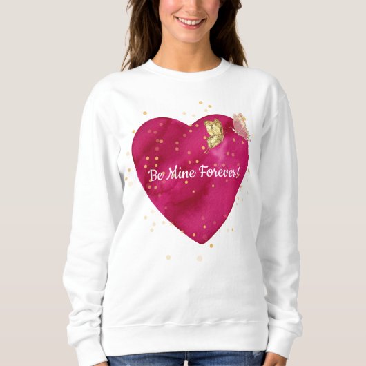 Golden Butterfly Pink Heart Valentine Sweatshirt (Vorderseite)