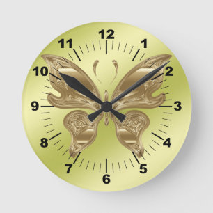 Golden butterfly runde wanduhr