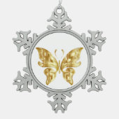 GOLDEN BUTTERFLY SNOWFLAKE PEWTER CHRISTMAS ORNAME SCHNEEFLOCKEN Zinn-Ornament (Vorderseite)