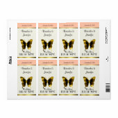 Golden Butterfly Wedding Mini Wine Labels (Vorne)