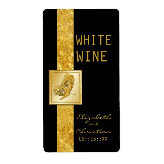 Golden Butterfly Wedding Wine Labels (Vorne)
