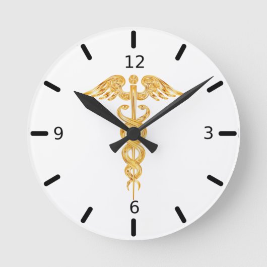 Golden Caduceus auf der weißen Uhr (Vorderseite)