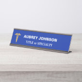 Golden Caduceus auf Royal Blue Schreibtischnamensplakette (Vorderseite )