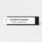 Golden Caduceus auf Weiß Schreibtischnamensplakette (Vorderseite )