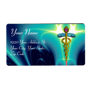 GOLDEN CADUCEUS, lebendiger Amethyst, aqua blau, a