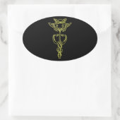 Golden Caduceus Ovaler Aufkleber (Tasche)