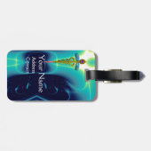 GOLDEN CADUCEUS SYMBOL MONOGRAM Aquamarin Blau Tür Gepäckanhänger (Rückseite horizontal)