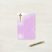 GOLDEN CADUCEUS SYMBOL MONOGRAM Pink Lilac Post-it Klebezettel (Auf Schreibtisch)