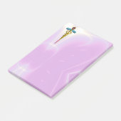 GOLDEN CADUCEUS SYMBOL MONOGRAM Pink Lilac Post-it Klebezettel (angewinkelt)