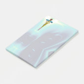 GOLDEN CADUCEUS SYMBOL MONOGRAMM Aquamarin Blue Post-it Klebezettel (angewinkelt)