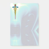 GOLDEN CADUCEUS SYMBOL MONOGRAMM Aquamarin Blue Post-it Klebezettel (Vorderseite)