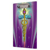 GOLDEN CADUCEUS SYMBOL MONOGRAMM Lila grün Klemmbrett (Links)