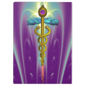 GOLDEN CADUCEUS SYMBOL MONOGRAMM Lila grün Klemmbrett (Rückseite)