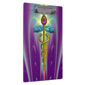 GOLDEN CADUCEUS SYMBOL MONOGRAMM Lila grün Klemmbrett (Rechts)