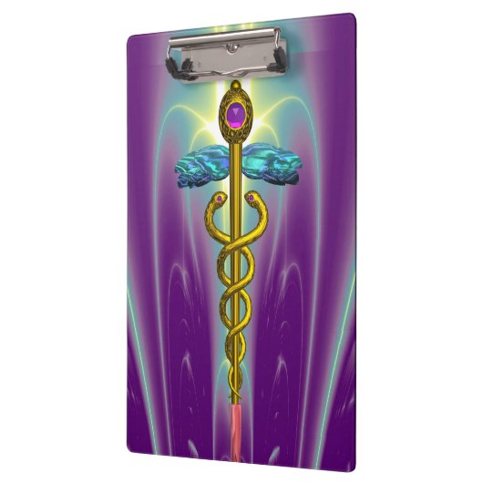 GOLDEN CADUCEUS SYMBOL MONOGRAMM Lila grün Klemmbrett (Links)