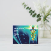 GOLDEN CADUCEUS VETERINÄRSYMBOL / Aqua Blue Aquama Visitenkarte (Stehend Vorderseite)