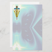 GOLDEN CADUCEUS VETERINÄRSYMBOL / Aquamarin blau Briefpapier (Vorne/Hinten)