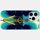 GOLDEN CADUCEUS VETERINÄRSYMBOL / Aquamarin blau Case-Mate iPhone Hülle (Rückseite (Horizontal))