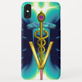 GOLDEN CADUCEUS VETERINÄRSYMBOL / Aquamarin blau Case-Mate iPhone Hülle (Rückseite)