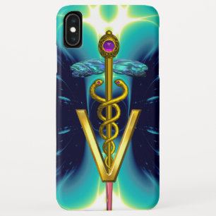 GOLDEN CADUCEUS VETERINÄRSYMBOL / Aquamarin blau Case-Mate iPhone Hülle
