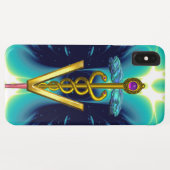 GOLDEN CADUCEUS VETERINÄRSYMBOL / Aquamarin blau Case-Mate iPhone Hülle (Rückseite (Horizontal))