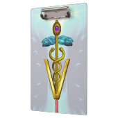 GOLDEN CADUCEUS VETERINÄRSYMBOL /Aquamarin blau Klemmbrett (Links)