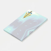 GOLDEN CADUCEUS VETERINÄRSYMBOL / Aquamarin blau Post-it Klebezettel (angewinkelt)