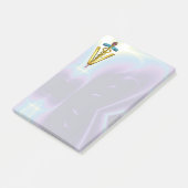 GOLDEN CADUCEUS VETERINÄRSYMBOL Aquamarin Lila Post-it Klebezettel (angewinkelt)